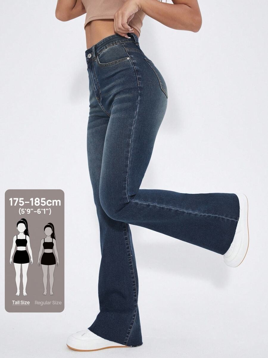 Flexra Tall Tall Fashion Casual Washed Stretch Slim Fit Flare Jeans - Dark Wash - View 1