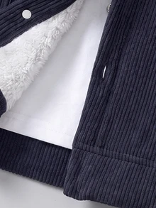 SHEIN Vacaura 小男孩秋冬休閒抓絨外套 - 藏蓝色 - 查看 5