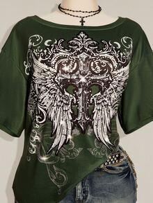 SHEIN ICON 大碼T恤 - 軍綠色 - 查看 4