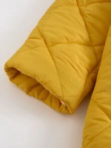Rusticease Plus Size Women Solid Color Casual Versatile Winter Padded Coat - Yellow - View 4