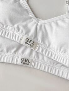 SHEIN Tween Girl Casual Daily Versatile Comfortable Solid Color Bra Blind Box 6pcs Randomly Send 2pcs - White - View 3