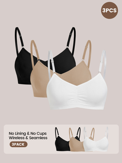 Barelissa 3pcs/Set Minimalist Solid Color Seamless Bra