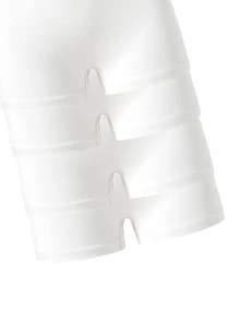 SHEIN 女童 4 件組內衣套裝，可追溯棉質細肩帶背心與四角內褲，純色，粉色、淺黃色、淺紫色、玫瑰紅，簡約風格 - 白色 - 查看 3