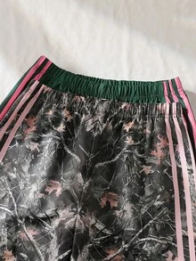 青少年女孩彈性腰拼色休閒百搭日常穿著長褲 - 彩色 - 查看 8