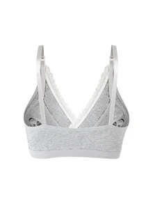 Moonlight&Mama Maternity Simple Lace Trim Bra - Grey - View 2