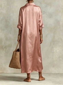 Trelyra Women's Solid Color Casual Daily Summer Travel Dress - Baby Pink - View 4