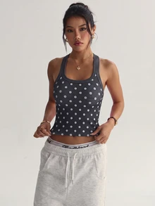 Dewbera Dewbera 女款無縫瑜伽運動內衣 無鋼圈健身運動休閒上衣 交叉式運動背心 跑步內衣 健身房波點白色夏季款 - 黑色 - 查看 4