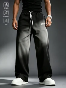 Acti Log Men's Gradient Print Sports Long Pants - Black - View 4