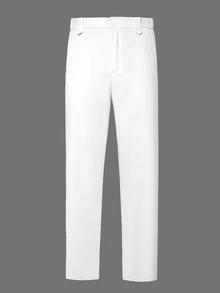 Manfinity Mode Men's Solid Color Straight Leg Casual Commuter Dress Pants - White - View 3