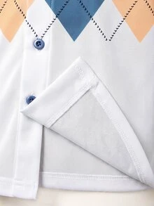 小男孩學院風刺繡標誌立領長袖襯衫/長褲套裝 - 彩色 - 查看 3