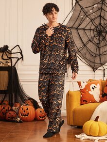 Notgurli Set Pakaian Santai Pria dengan Motif Halloween yang Menyenangkan - MultiWarna - View 4