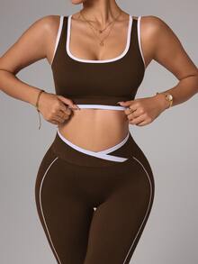 Slayform Slayform Seamless High Elasticity Women's Sports Set - Brown - View 5