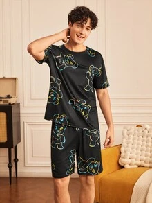 Provexi Provexi Happy Funny Cartoon Cute Quirky Men's Loungewear Set - Multicolor - View 4
