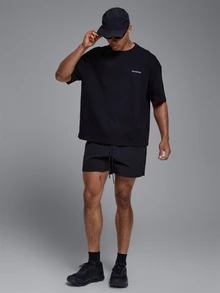Musero Sport Smart Poly Gym Short Elasticated Wasitband Zipper Fastening Pockets Spring Summer Sports Activewear - Black - View 2