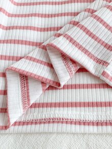 SHEIN 3pcs Baby Girls Ribbed Flutter Sleeve Long Sleeve T-Shirts, Autumn/Winter New Round Neck Tops, Including Ribbed And Solid Color, Sweet Versatile Base Layer For Little Girls - Multicolor - View 11