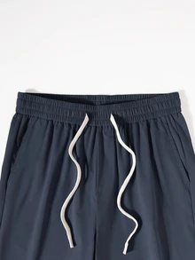 Manfinity Roghcode Men's Plus Size Casual Loose Fit Shorts - Navy Blue - View 5