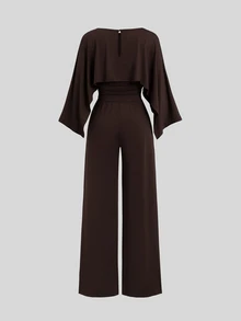 Sweetra Women's Elegant Versatile Fashion Commute Casual Minimalist Design Brown Jumpsuit - Brown - View 2