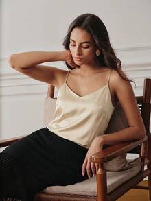 Anewsta Essential Tank Top Camisole Wanita dengan Cup Berbantalan, Lapisan Dasar Musim Panas - Sampanye - View 2