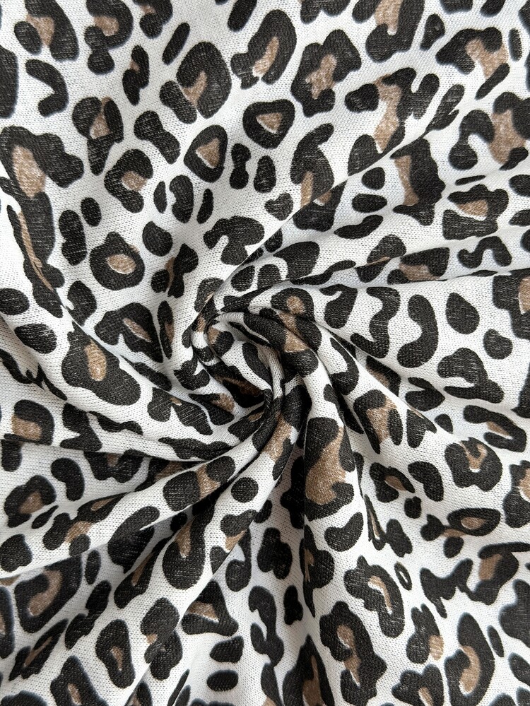 SHEIN Women's Leopard Cherry Graphic Top & Leopard Print Pants Casual Pajama Set - Black - View 6
