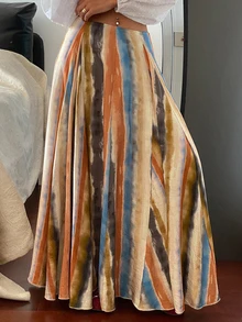 Dazy Plus Colorful A-Line Sexy Style Vacation Casual Long Skirt Fall - Multicolor - View 4