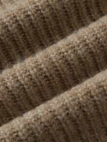 SHEIN Textured Knit Wrap Cardigan Featured With Wide Lapel And Side Tie. Cropped Silhouette Delivers Refin - Khaki - View 8