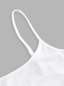 SHEIN EZwear 3件組休閒極簡白色細肩帶修身背心上衣，適合夏季與秋季疊穿 - 白色 - 查看 6