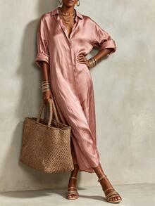 Trelyra Women's Solid Color Casual Daily Summer Travel Dress - Baby Pink - View 1
