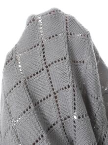 Linhara CURVE Plus Size Women's Autumn/Winter Round Neck Long Sleeve Hollow Lace Knit Sweater Pullover - Light Grey - View 7