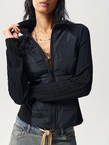 Bohemela Women's Winter Casual Versatile Jacket - Black - View 1