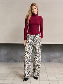 MOTF PREMIUM KAOS WANITA ELEGAN DENGAN KERAH MOCK-LECK, 2 IN 1, WARNA SOLID, MUSIM GUGUR/DINGIN - Merah - View 6