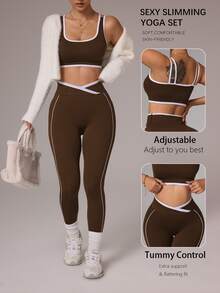 Slayform Slayform Seamless High Elasticity Women's Sports Set - Brown - View 1