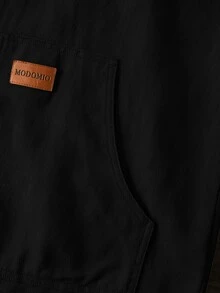 HIMLAND Men's Woven Fitted Regular Shoulder Colorblock Patchwork Long Sleeve Casual Shacket, Suitable For Autumn/Winter Halloween Winter Party Autumn  - Black - View 4