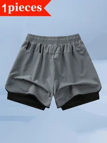 Gym Rark 男士抽繩腰雙層運動短褲 - 灰色 - 查看 2