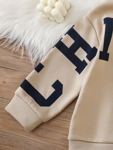 SHEIN Sweatshirt Rajut Lengan Panjang Berkerudung Motif Cetak Huruf, Nyaman untuk Anak Laki-Laki, Kasual Sehari-hari, untuk Anak-Anak - MultiWarna - View 4