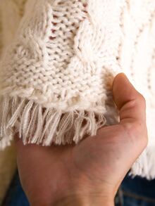Elaquor Plus Size Versatile Gentle Cable Knit Tassel Hem Pullover Sweater - Beige - View 6