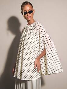 COSMINA Women's Elegant Polka Dot Print Cape Blouse - Multicolor - View 3