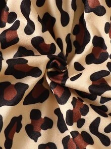 SHEIN Playful Pals 女童豹紋荷葉邊蝴蝶結前襟長袖兩件式套裝，假兩件式羅紋針織可愛秋季穿搭 - 彩色 - 查看 8
