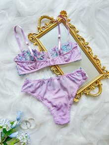 SHEIN 浪漫刺繡內衣套裝 2 件組 - 彩色 - 查看 2