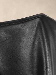 Bohemela Women's Solid Color PU Leather Zipper Casual Versatile Long Sleeve Jacket - Black - View 8