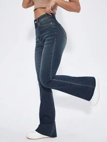 Flexra Tall Tall Fashion Casual Washed Stretch Slim Fit Flare Jeans - Dark Wash - View 7