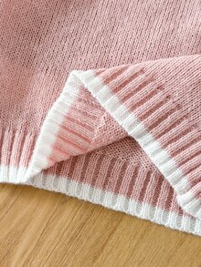 2件組女嬰刺繡麻花針織毛衣與寬腿褲，簡約休閒日常百搭套裝，柔軟舒適保暖親膚面料，適合遊樂園、親子活動、拍照，甜美可愛公主風，精緻亮麗高品質面料，值得擁有 - 藕粉色 - 查看 6