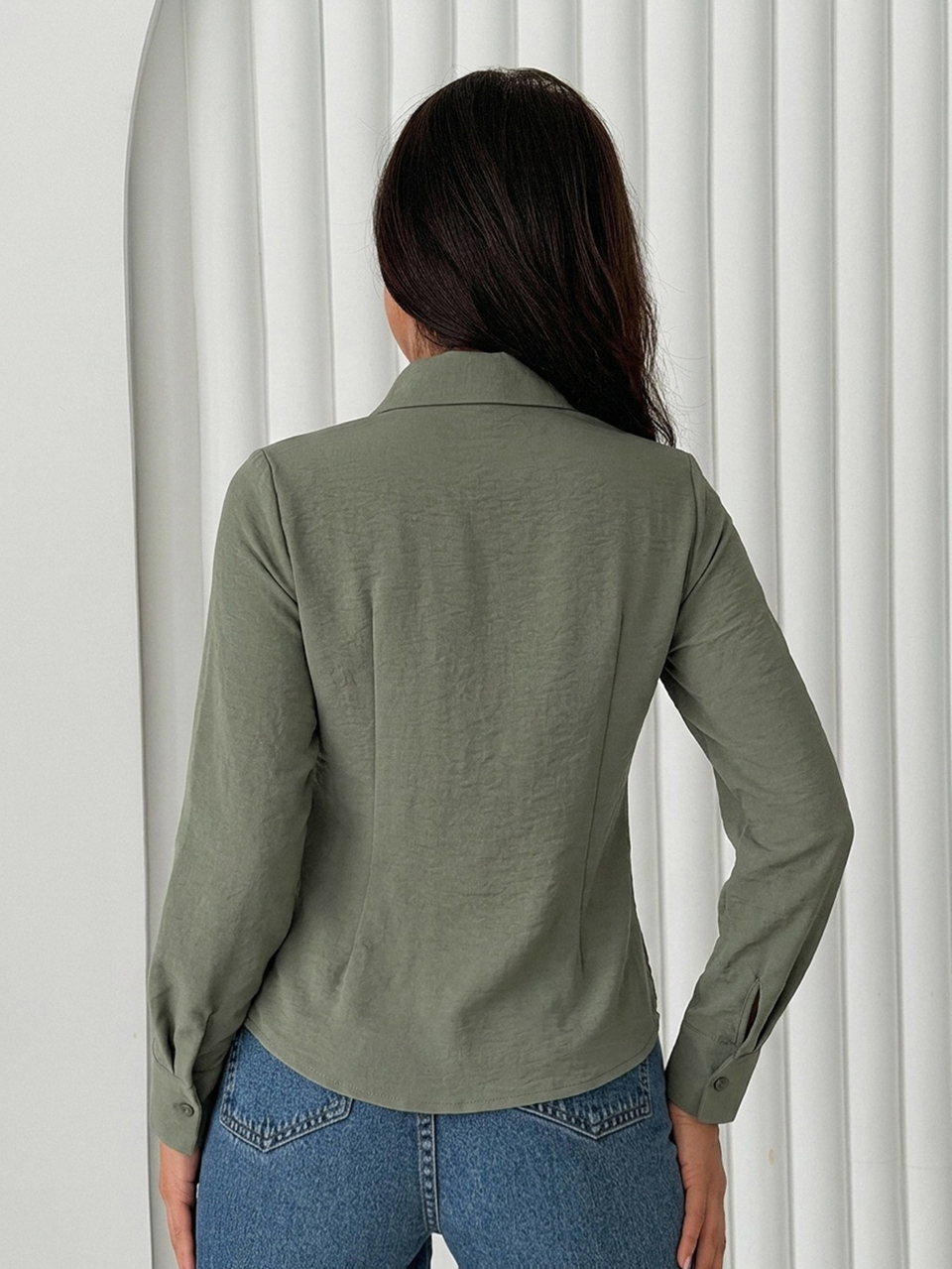 Solid Color Fitted Waist Long Sleeve Elegant Formal Old Money Summer Blouse For Women