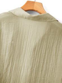 GlowEve CURVE Plus Size 2pcs Set Sun Protection Shirt & Long Pants, Long Sleeve With Pockets, Straight Leg, Versatile Casual Fashion, Suitable For All Seasons - Khaki - View 6