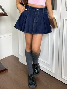 Rivivi Petite Women's Summer Casual Denim Skirt - Dark Wash - View 6