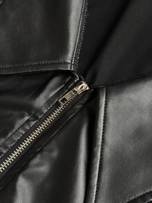 NU&NOW V-Neck Zipper Front Shirt, Shirt Collar Design Skirt, Sexy Outfit, Blazer Two Pieces Set - Black - View 7