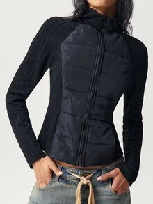 Bohemela Women's Winter Casual Versatile Jacket - Black - View 4