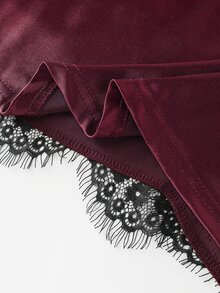 GlowEve Women's Pleated Contrast Lace Hem Elegant Skirt - Burgundy - View 5