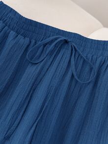CosyJoli Plus Size Casual Versatile Solid Color Pants - Blue - View 5