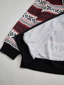 Rusticease Chaqueta con capucha y estampado geométrico de talla grande - Multicolor - Ver 5