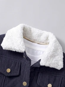 SHEIN Vacaura 小男孩秋冬休閒抓絨外套 - 藏蓝色 - 查看 6
